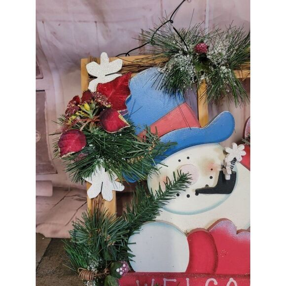 Welcome window snowman Xmas mistletoe snowflake hanging decor - Picture 2 of 5